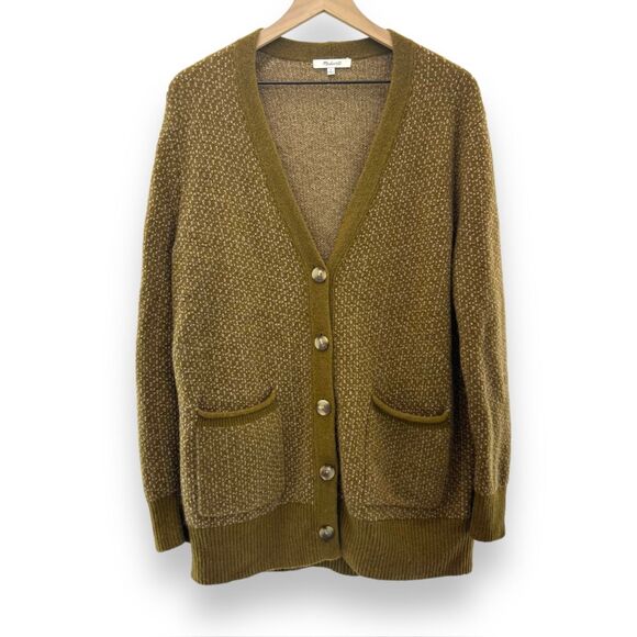 Madewell Sweaters - Madewell-Oversized-Cardigan-Bird's Eye Maysfield Sweater-Weathered Olive-Small